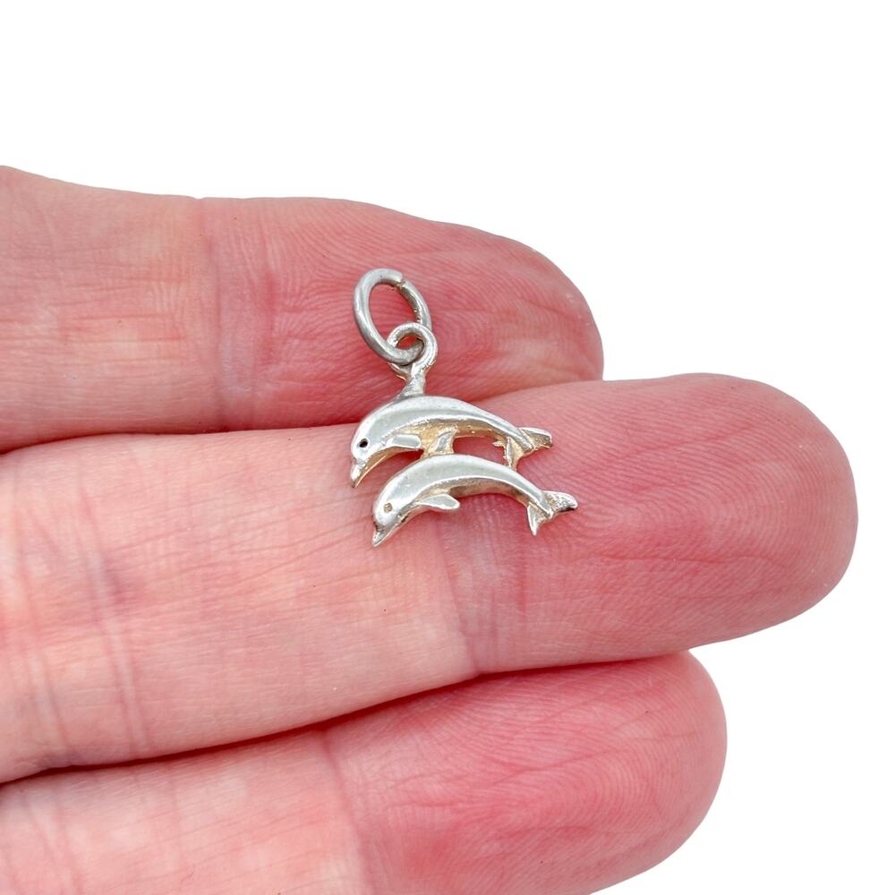 Vintage Sterling Silver 925 Double Dolphin Charm